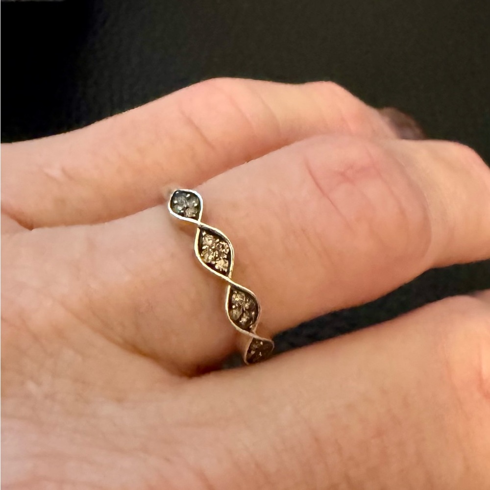 Engild(TM) Round Champagne Diamond 14K yellow gold over Sterling. Sz 7. 0.20CTW.